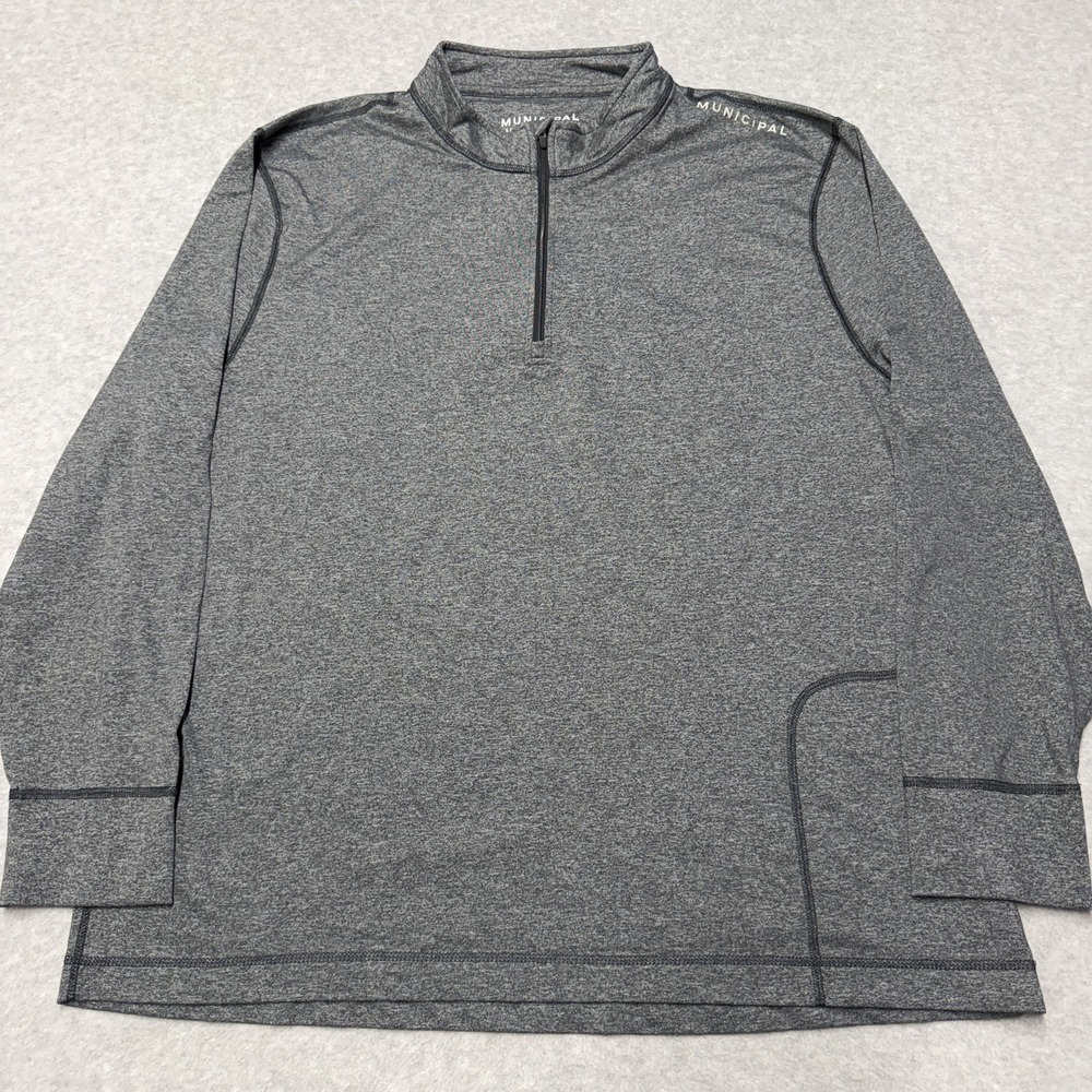Municipal Sport Utility Gear Pullover Mens 2XL Gray 1/4 Zip Mock Neck Top